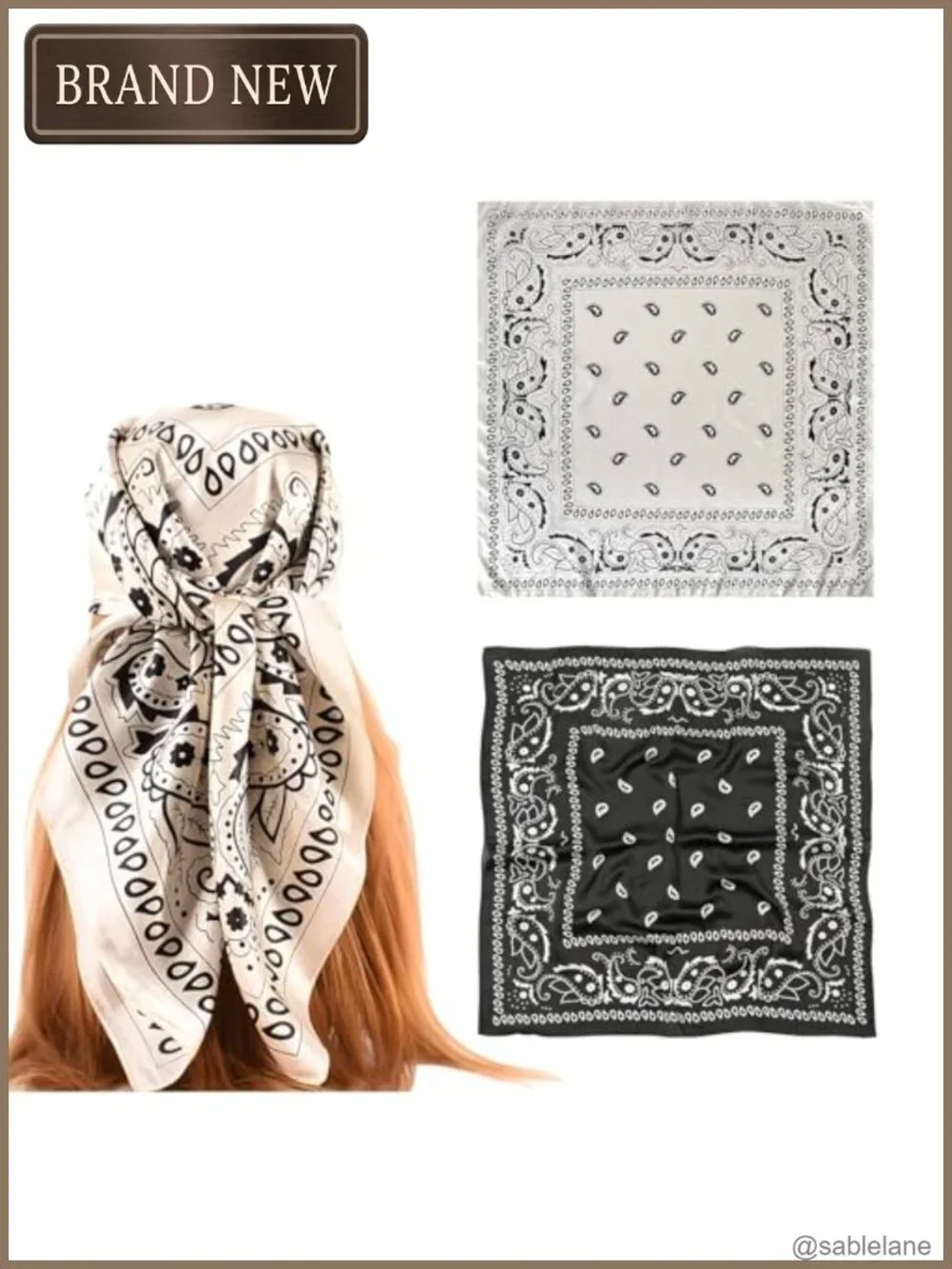 Silk Feeling Satin Square Head Scarf for Hair Wrapping, Neck Scarf & Shawl - 2